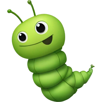 caterpillar under a big magnifying glass emoji
