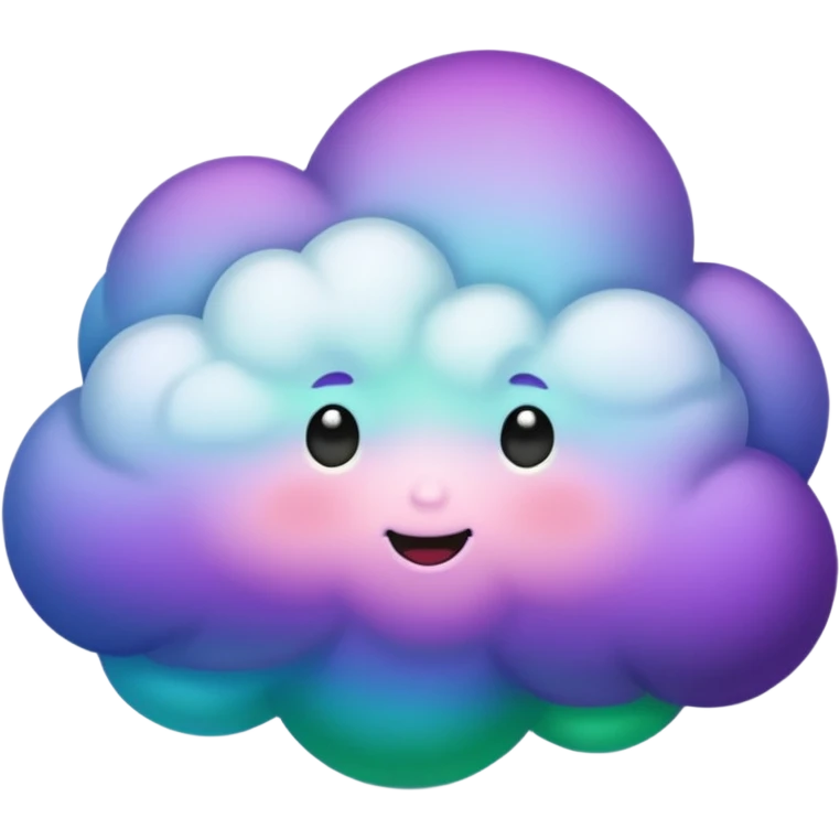 purple and green and blue gradient fluffy cloud with lighting emoji