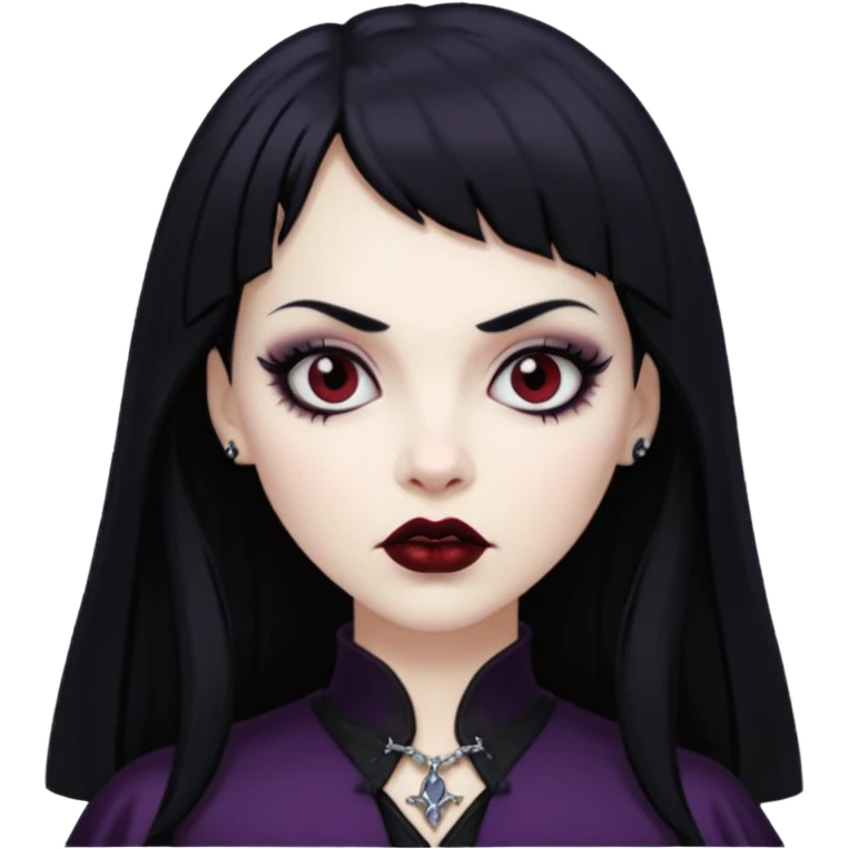 vampira gótica branca de cabelo preto e franja emoji