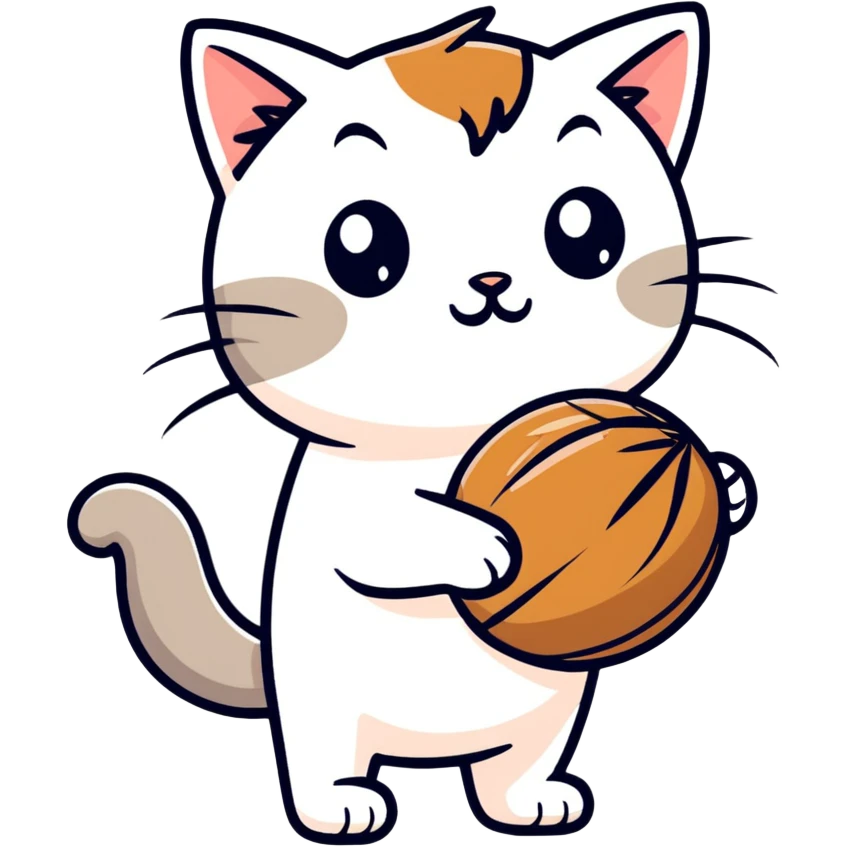 Cat with coconut emoji