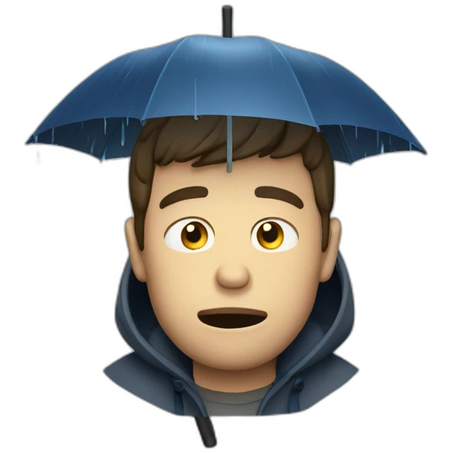an unhappy french guy in the rain emoji
