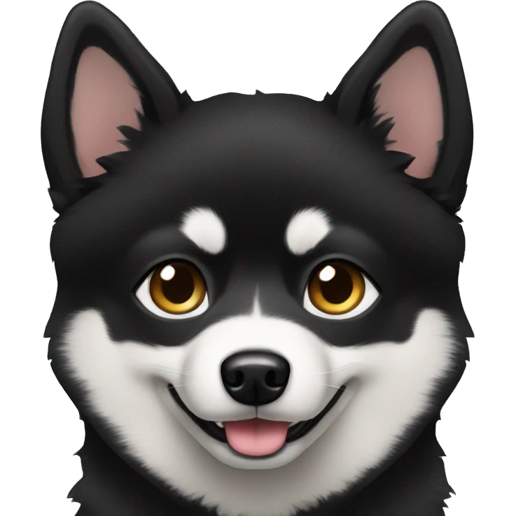 perfectly masked black pomsky emoji