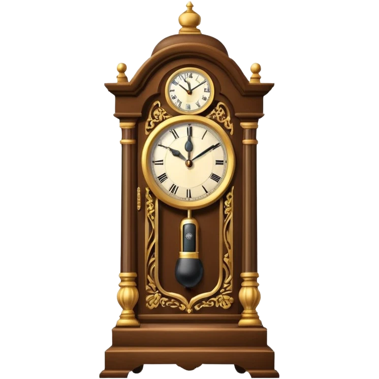 Grandfather clock with microphone and face emoji