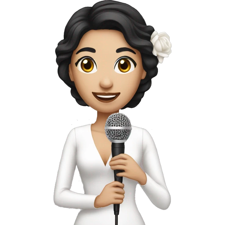 wedding host woman with microphone and black hair white skin emoji