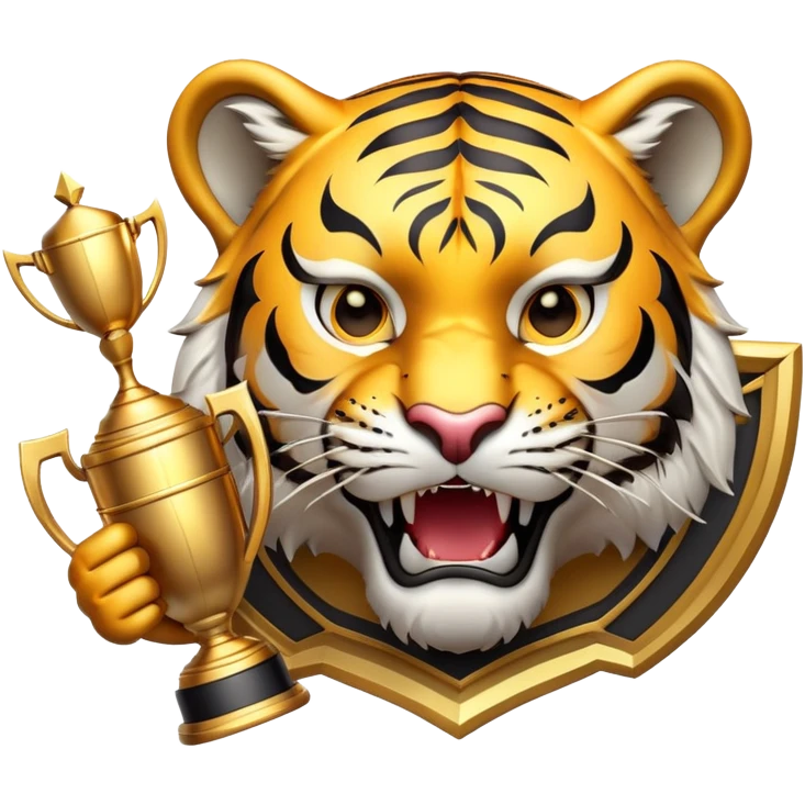tiger face holding victory trophy cup for Twitch emote emoji