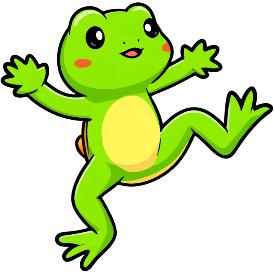 cartoon frog jumping emoji