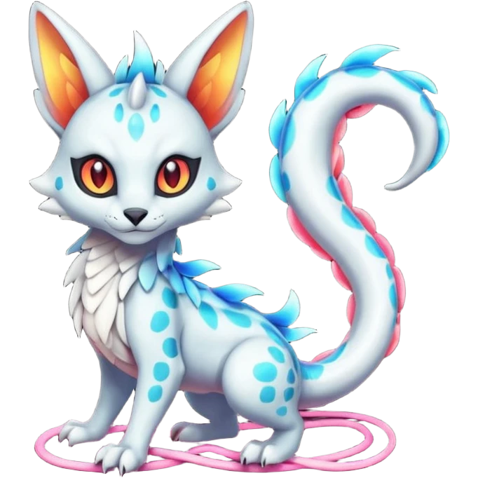 Neon Vibrant Pulsating Trail-glowing Chromatic Trico-Serval-Absol-Salamence-Silvally-Dragon-Snake-fusion-hybrid emoji