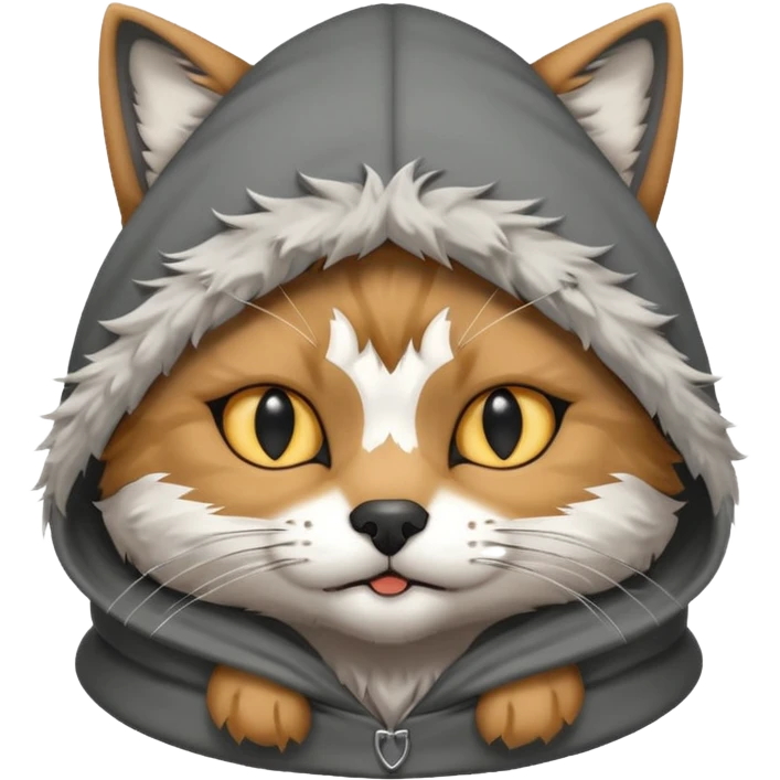 a cat with a wolf's hood on its head
 emoji