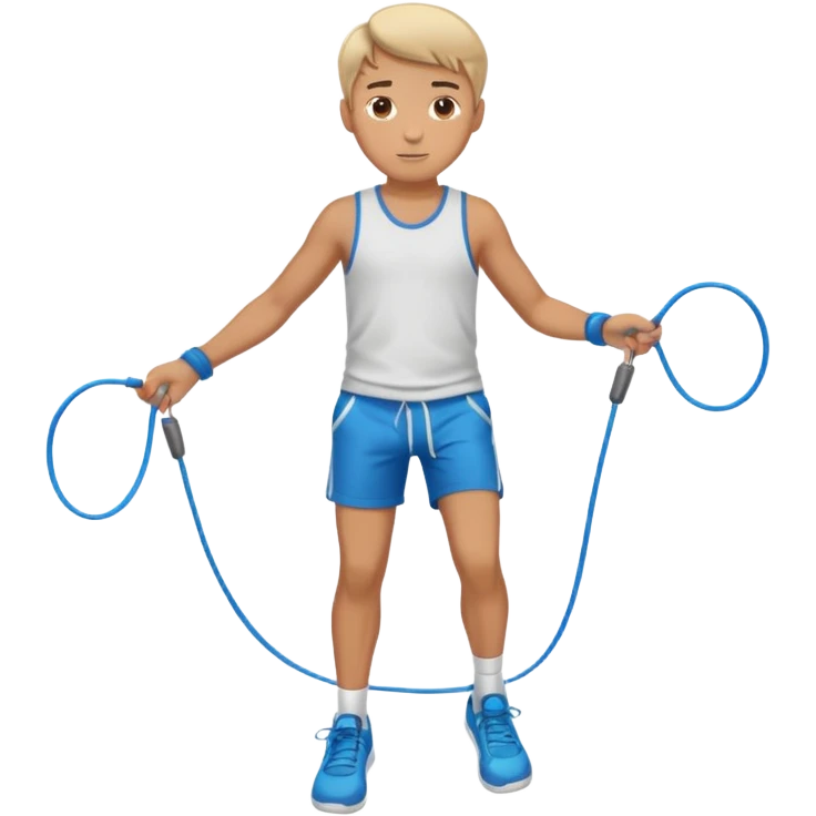 Boy with Skipping Rope on feet pose emoji