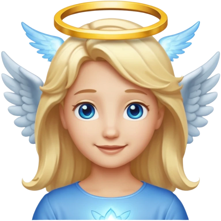 angel emoji blonde hair, blue eyes and smiling emoji