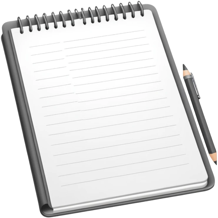 open sketchbook with a pencil above emoji