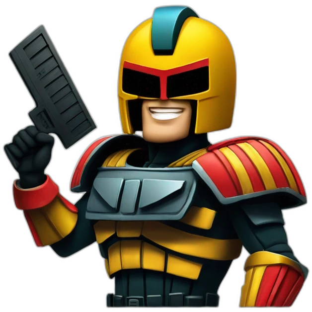 judge dredd with a clapperboard emoji