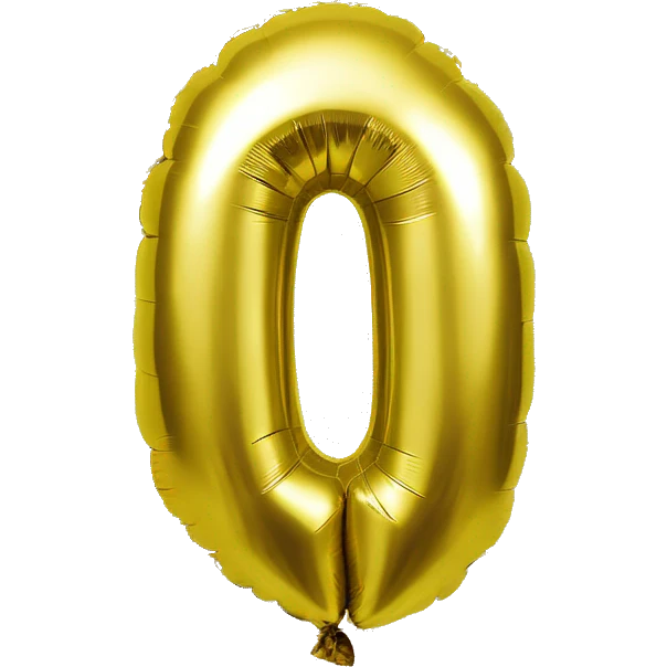 Foil balloon gold number 0 closed emoji