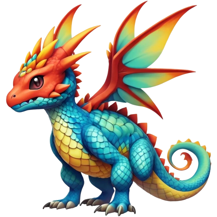 cool exotic fantasy-creature-Fakémon-Pokémon, full body emoji