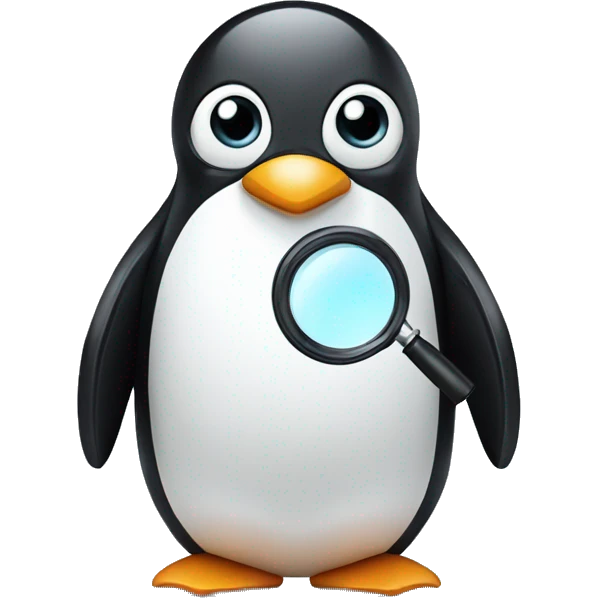 penguin holding a magnifying glass emoji