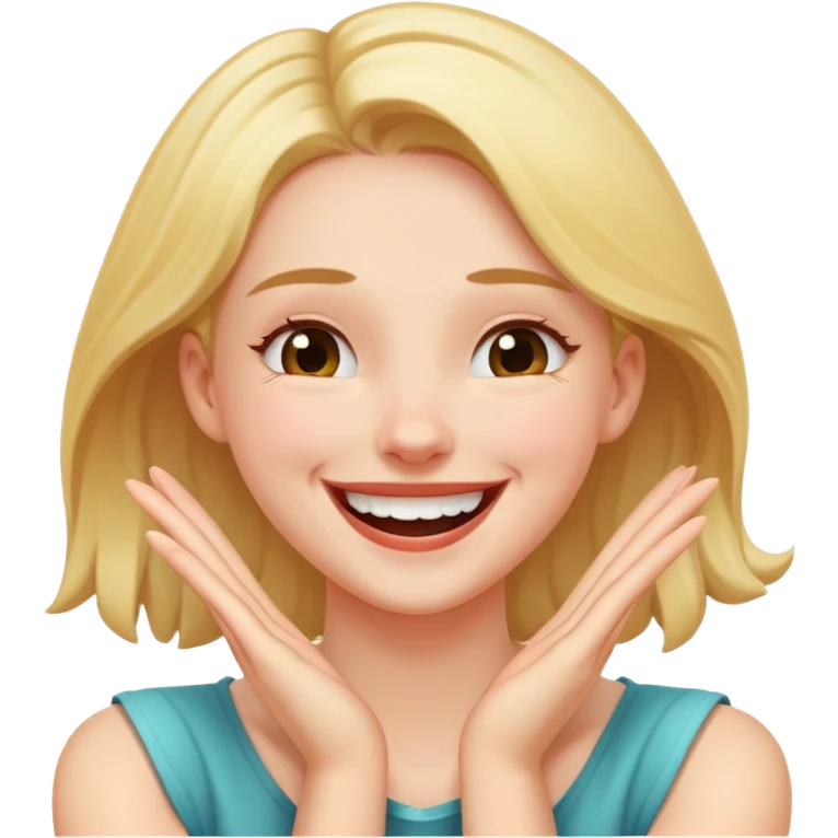 A girl with her arms crossed with both of her hands on her neck laughing emoji