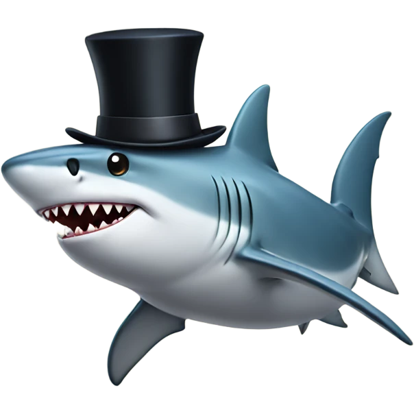Shark with a top hat with a wig emoji