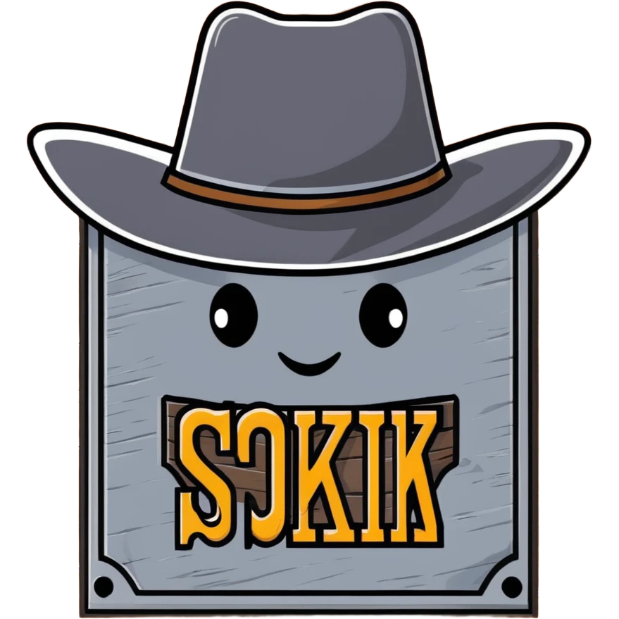 BLK letters in rustic western cowboy style with metallic silver outline and wooden texture emoji