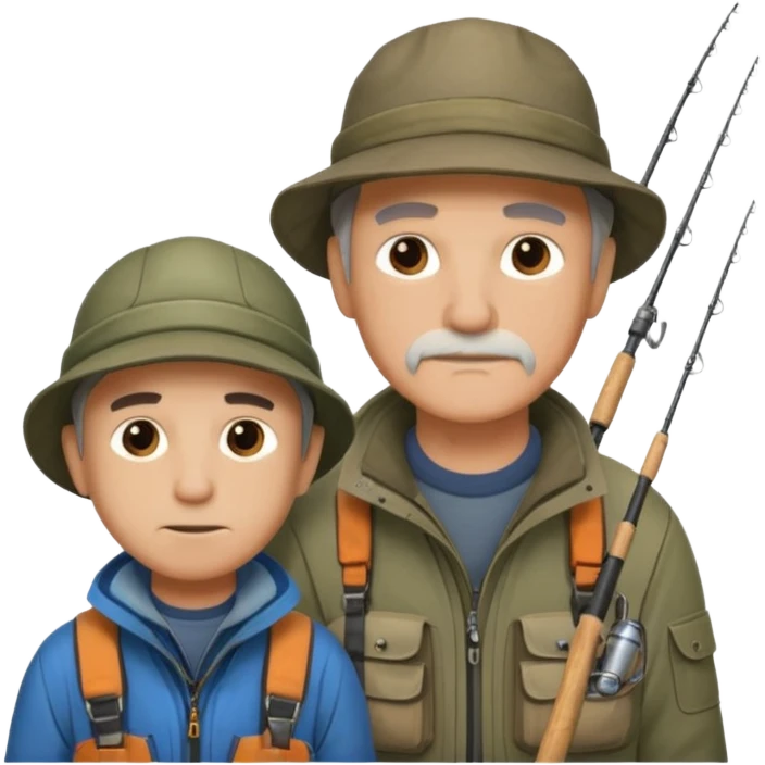 Father and son in fishing gear are cold full body emoji