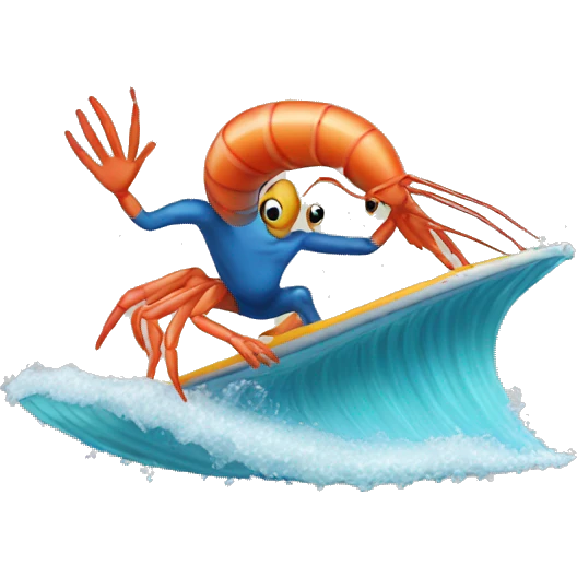 Shrimp surfing emoji