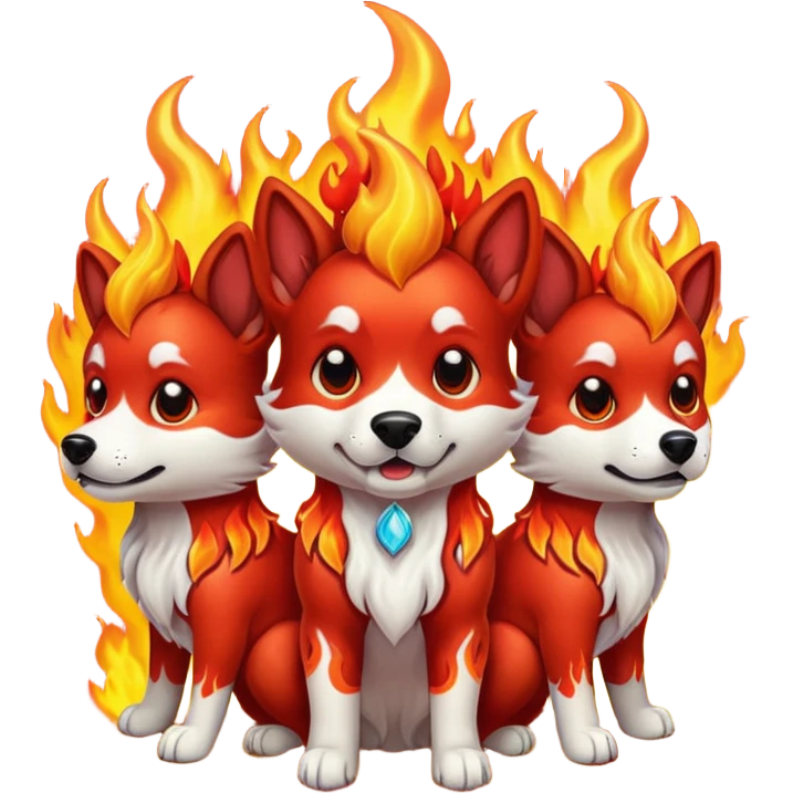 Perro de tres cabezas con fuego  emoji