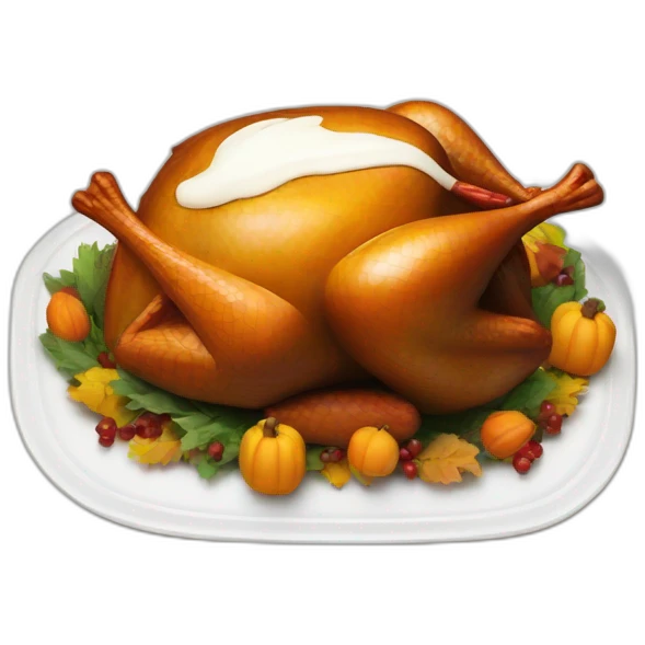Thanksgiving turkey with white liquid emoji