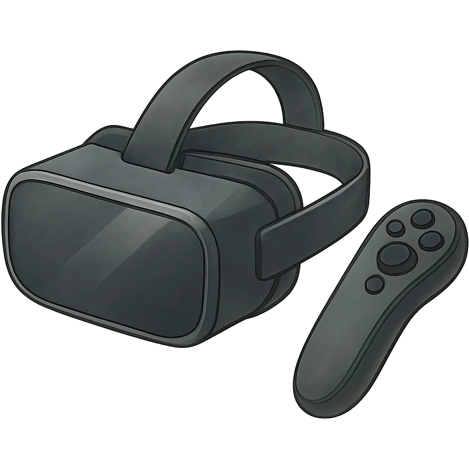 VR headset with controller, general illustration style emoji
