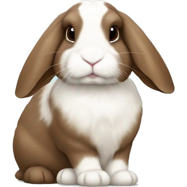 brown holland lop bunny (portrait, facing forward, iOS 17 style, happy) emoji