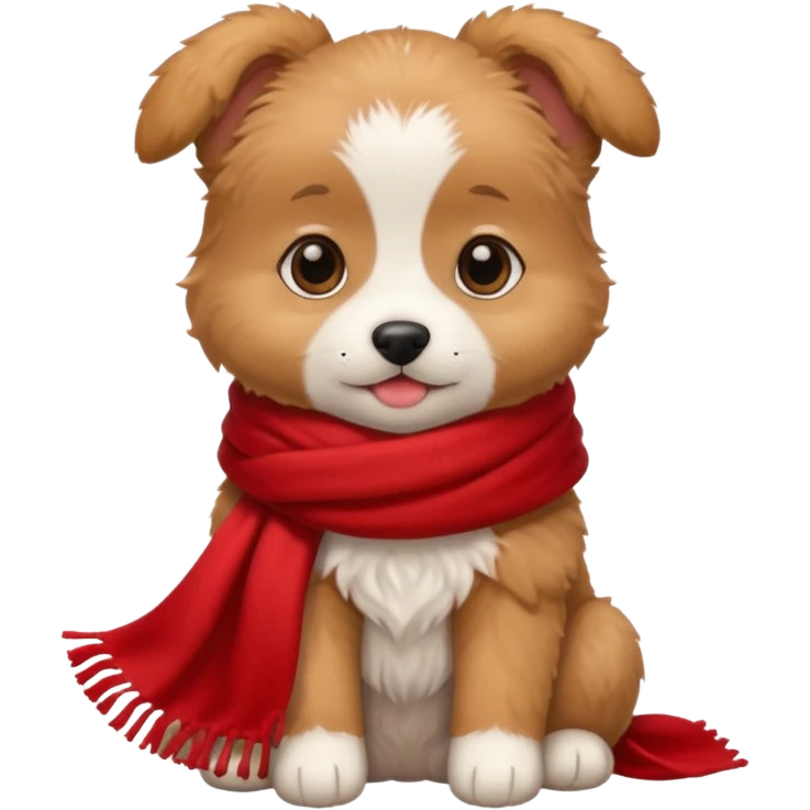 baby dog wears red scarf  emoji