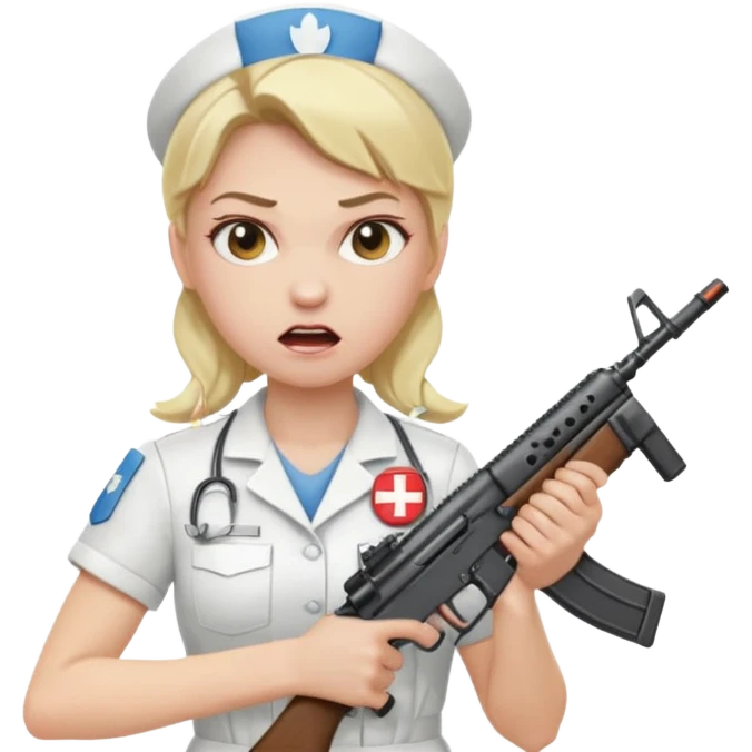 angry blonde nurse with an assault rifle emoji