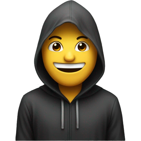 smiling hacker hood looking at right emoji