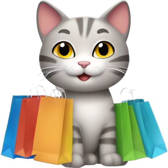 happy gay cat with shopping bags emoji