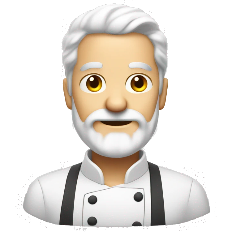 White haired and bearded cook man chef cook emoji