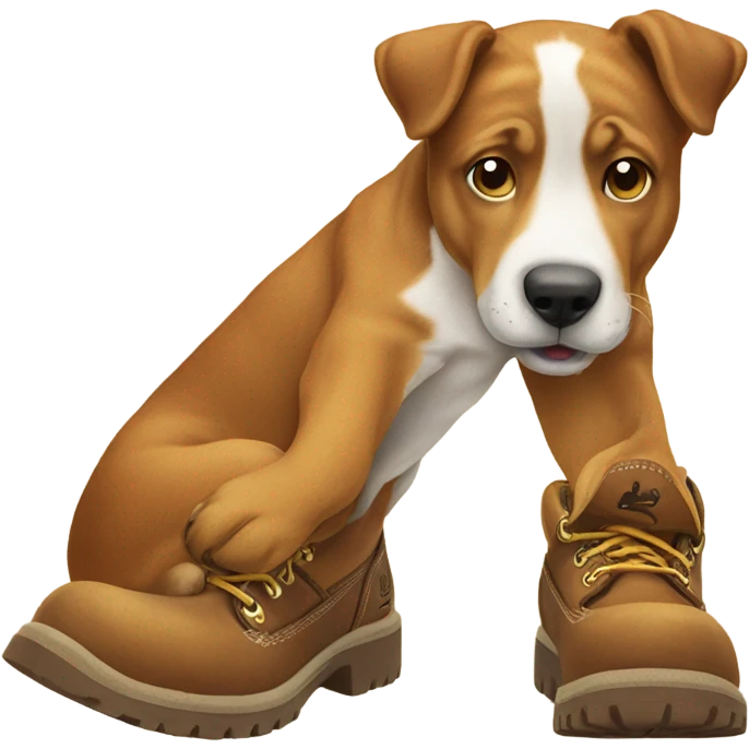 Dog wearing timberlines emoji