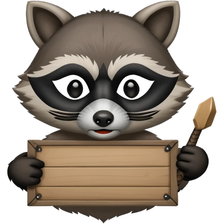 Raccoon holding large blank sign emoji