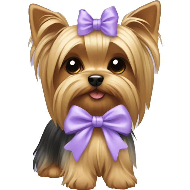 Yorkie with lavender bow emoji
