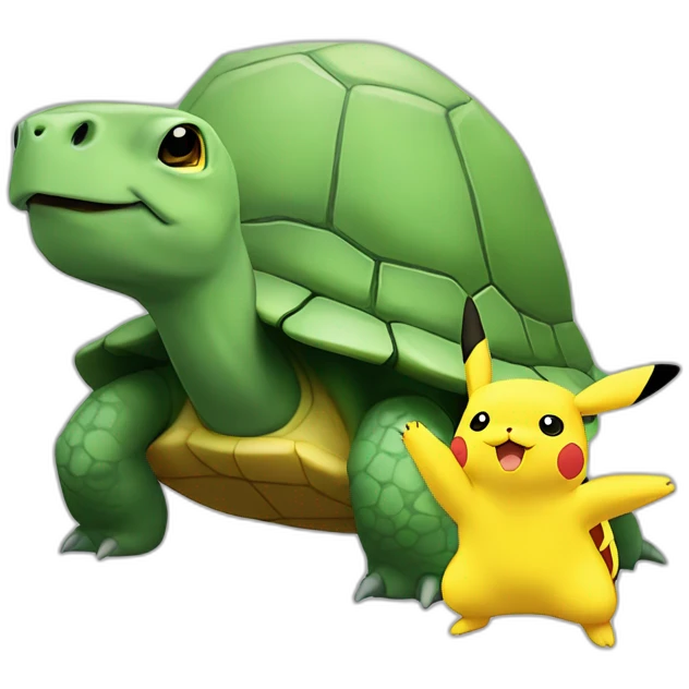 Une tortue avec un pikachu sur le dos emoji