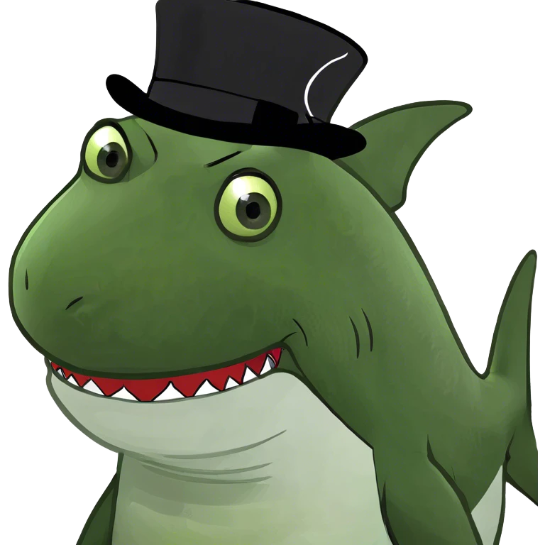 Shark with a top hat emoji