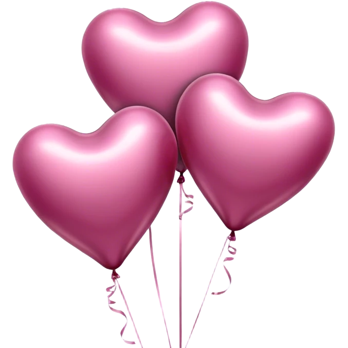 metallic heart-shaped balloons in burgundy and pink  emoji