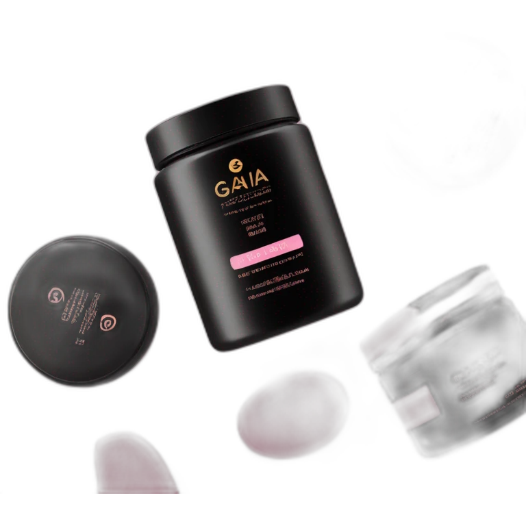 GAIA Beauté Supplements with pink and black packaging  emoji
