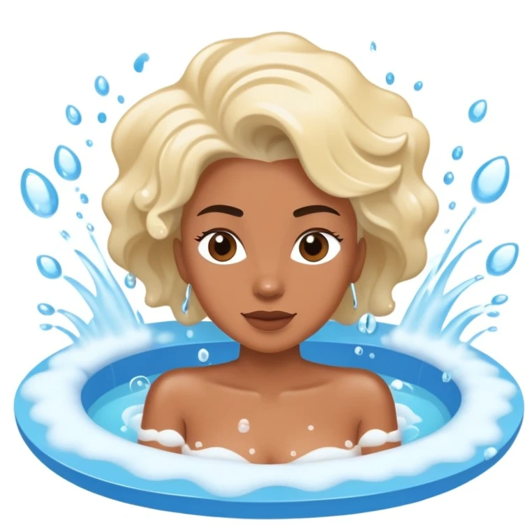 Celebrity in bubbling jacuzzi with water jets, wide angle view emoji