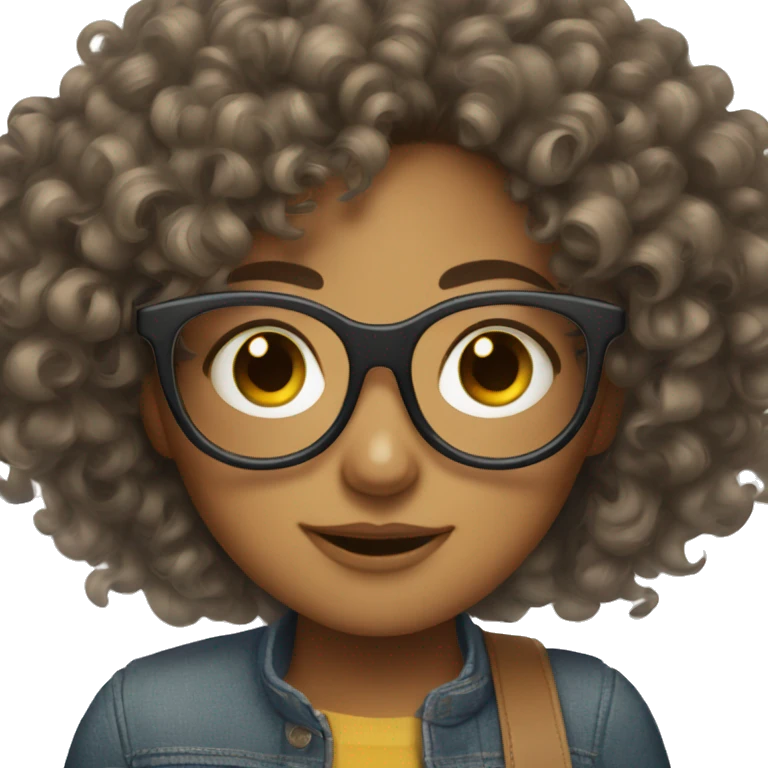 a curly girl who wears glasses and rarely brushes her hair emoji