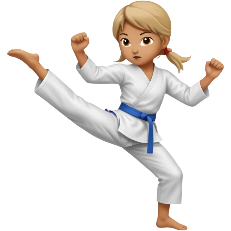 hand drawn girl karate kick emoji