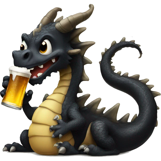 funny black dragon with a beer  emoji