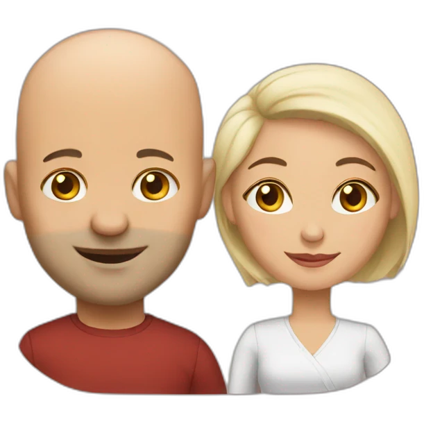 Bald man and his wife emoji