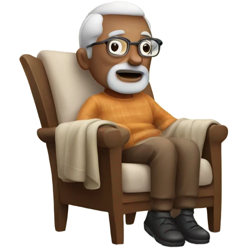 Grandad sitting on a chair with a blanket  emoji