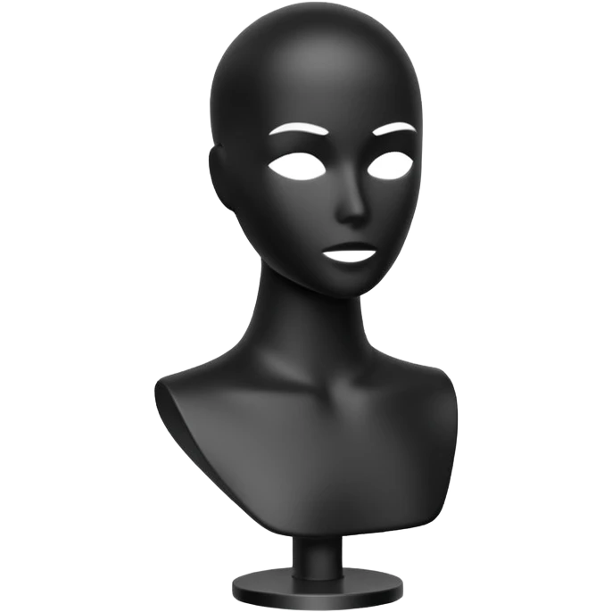 Minimalistic flat vector icon, iOS style, thin black contour on white background. Matte black mannequin in front of in 3D monochrome style. emoji