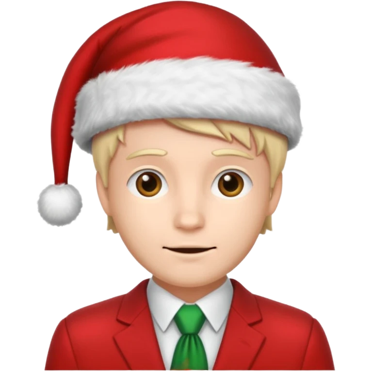 a man in red suits with christmas hat emoji
