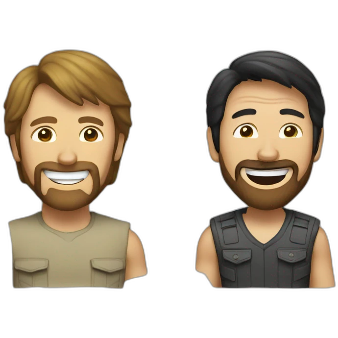 chuck norris laughing with a chinese emoji