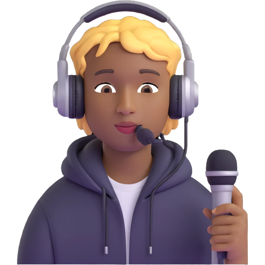 Juice WRLD with headphones and microphone emoji